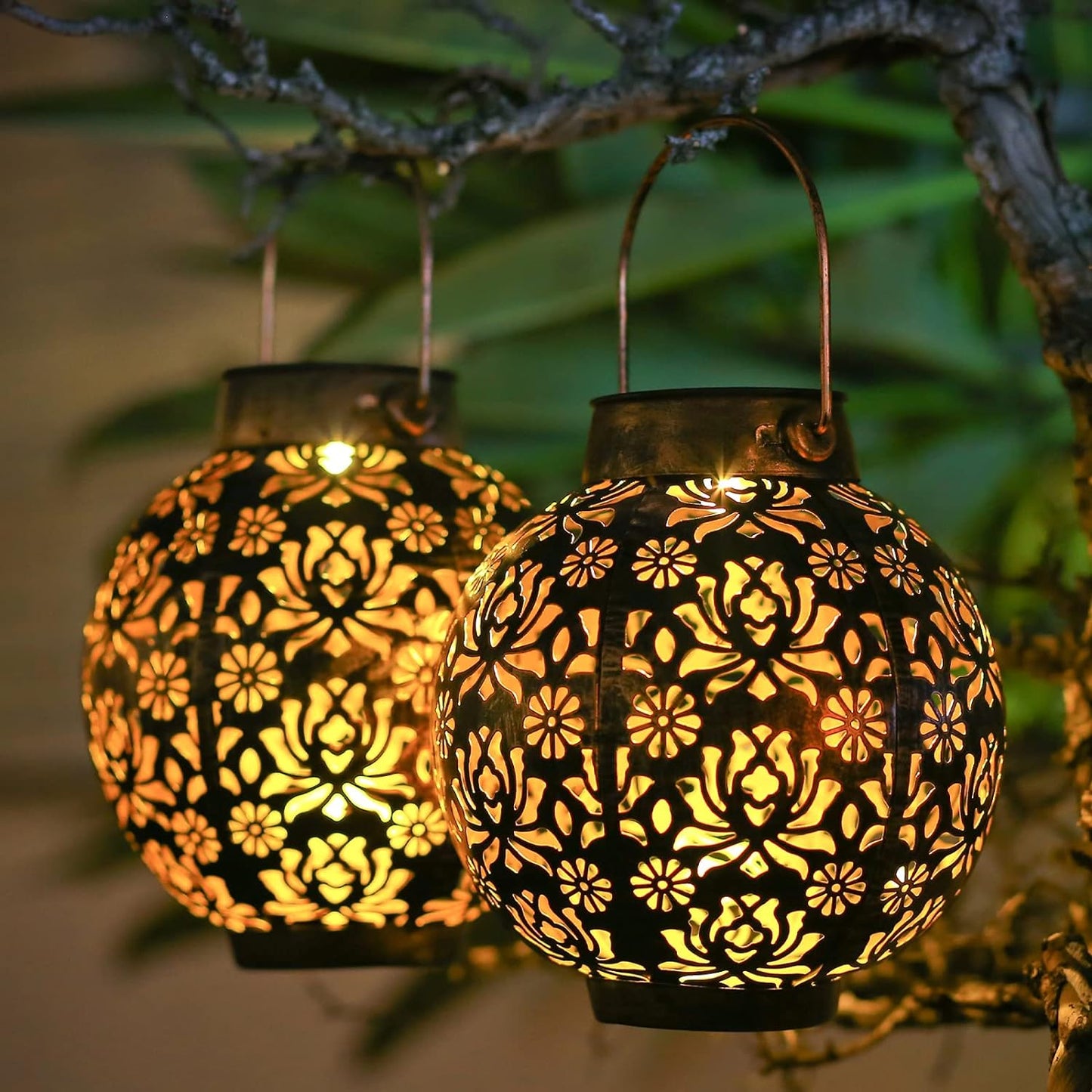 Lanterne solaire métal marron