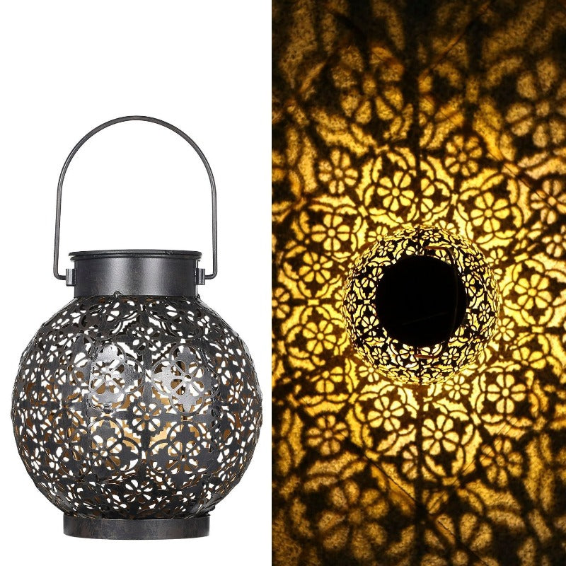Lanterne solaire Boule de terrasse en fer