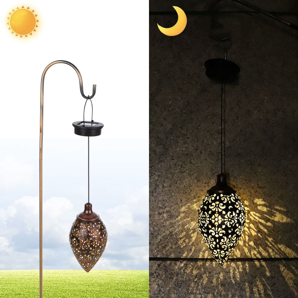 Lanterne Solaire marocaine suspendu Cuivre Ancien