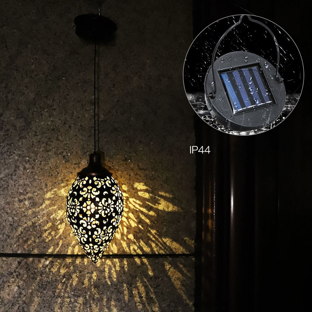 Lanterne Solaire marocaine suspendu Cuivre Ancien