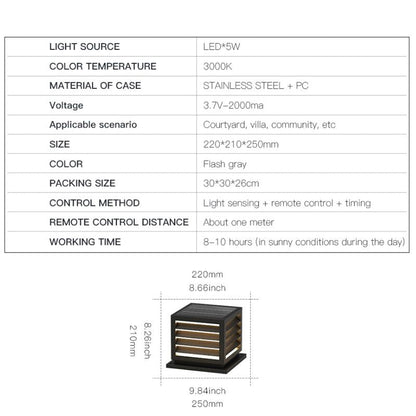 Lampe solaire design Cube luminaire en Inox