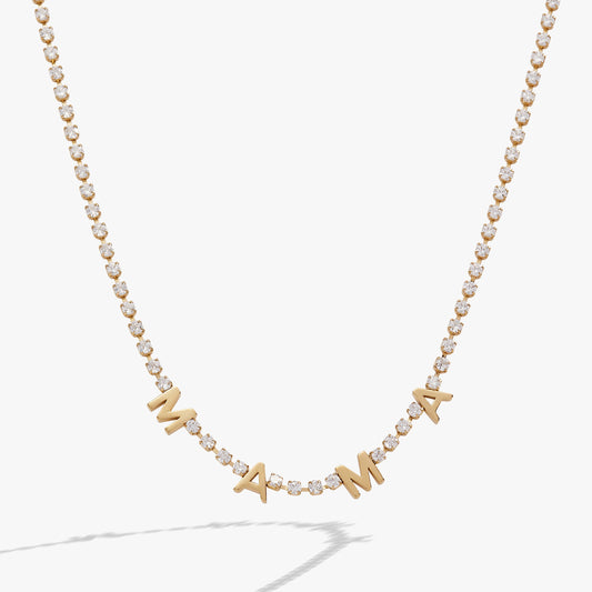 Mama Crystal Tennis Necklace
