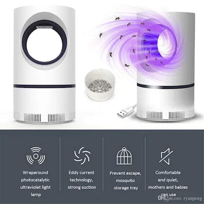 USB Electric Mosquito & Insect Killer Lamp – UV Light. Non-Toxic Suction Trap for Indoor Use