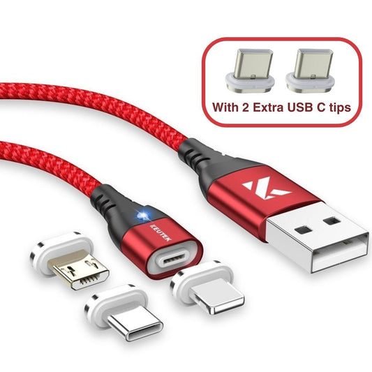 🔵 Original USB-A Magnetic Cable + 2 Extra USB-C Tips