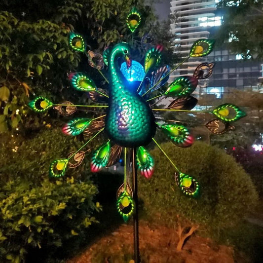 Paon lumineux solaire en forme de Moulin à vent