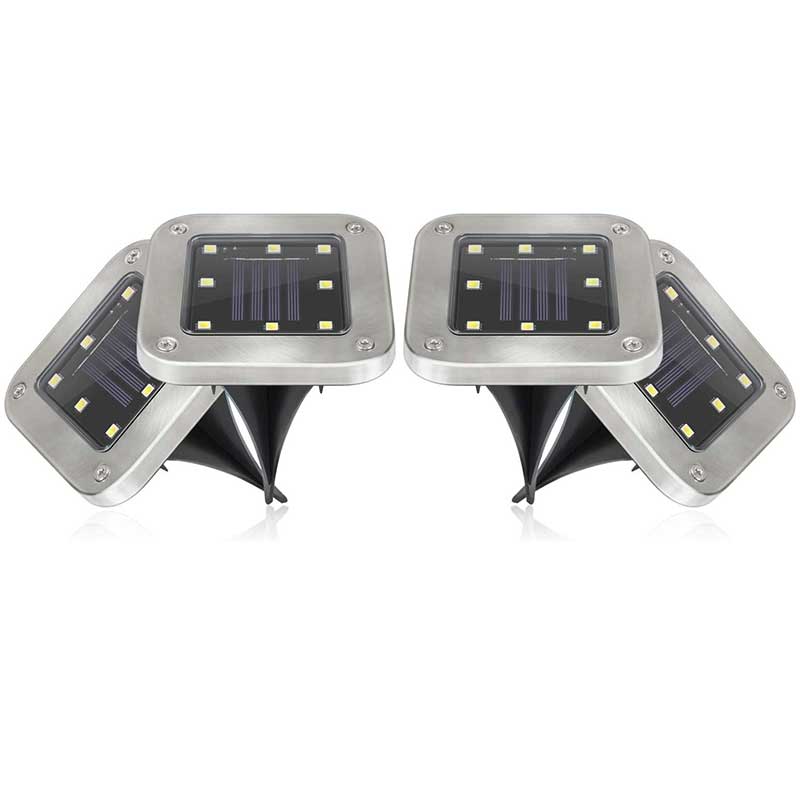 Balise solaire extérieure 4 Piquet de Sol Inox (Carré)