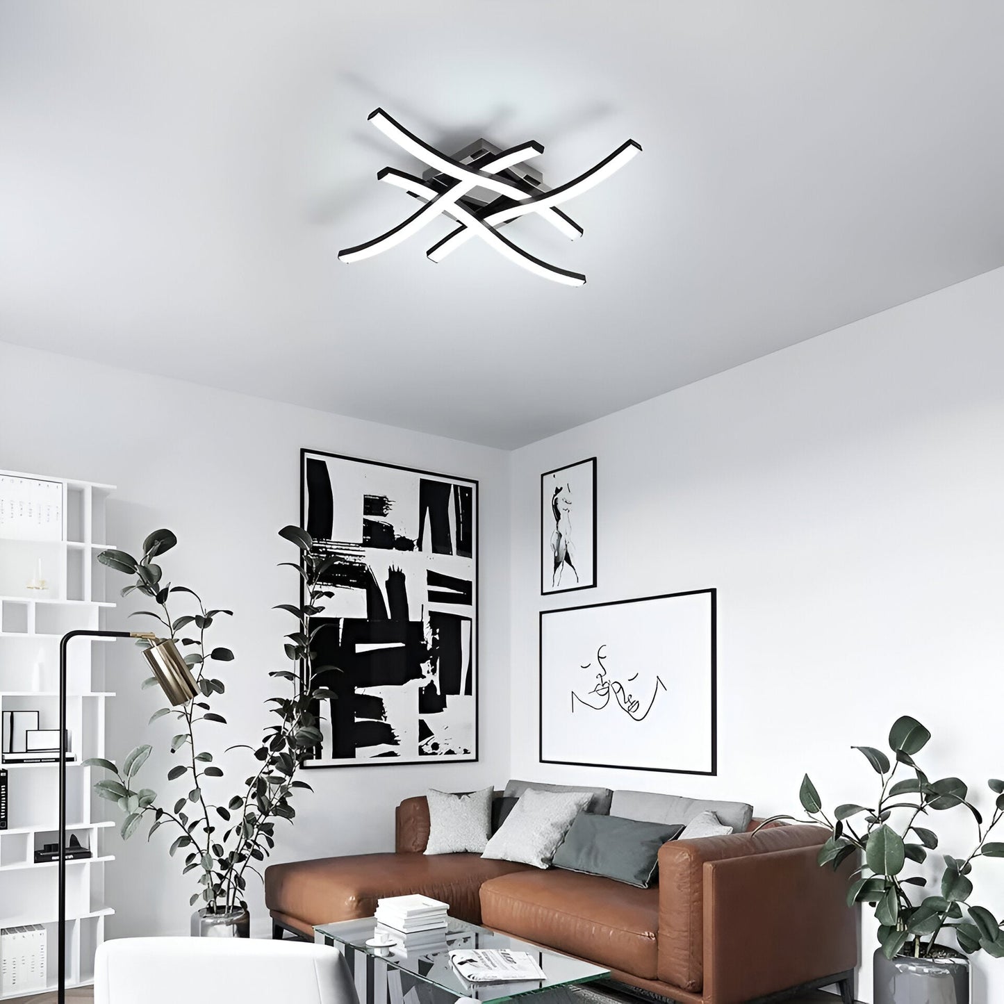 LED Ceiling Light 36W. Stylish Curved Design with 4 LED Boards. Cool White 6500K – Modern Ceiling Lamp for Living Room. Bedroom. Kitchen