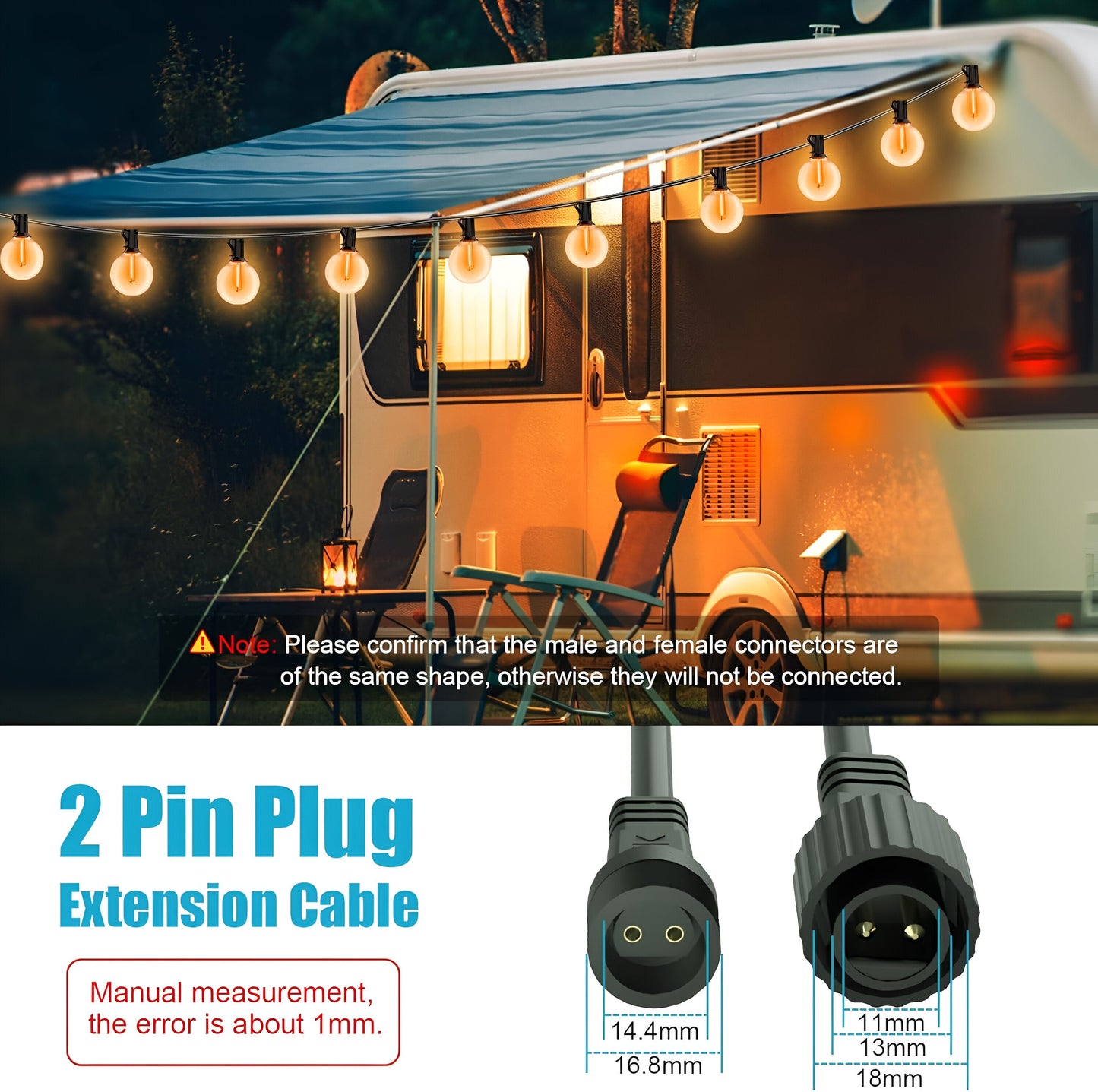 5m 2 Pin Festoon Extension Cable