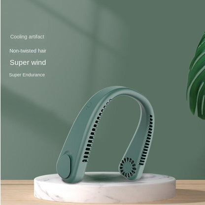 Portable Neck Fan Electric Wireless Fan Rechargeable USB Mini Fan Bladeless Personal Fans Hanging Neck Cooler for Outdoor Sports Headphone Design Neck Air Conditioner with 3 Wind Speed for Outdoor Indoor