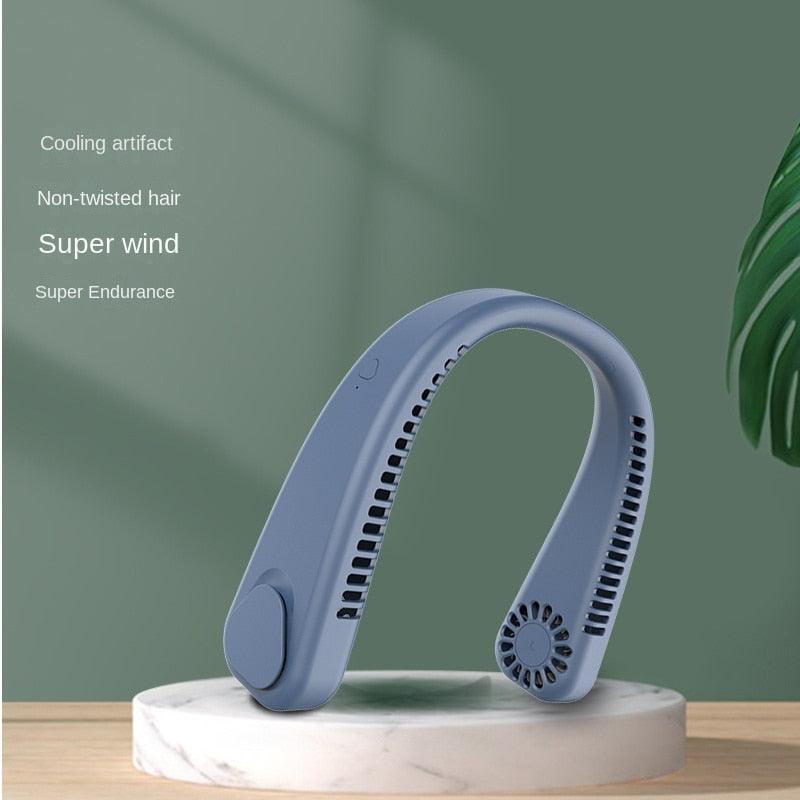 Portable Neck Fan Electric Wireless Fan Rechargeable USB Mini Fan Bladeless Personal Fans Hanging Neck Cooler for Outdoor Sports Headphone Design Neck Air Conditioner with 3 Wind Speed for Outdoor Indoor