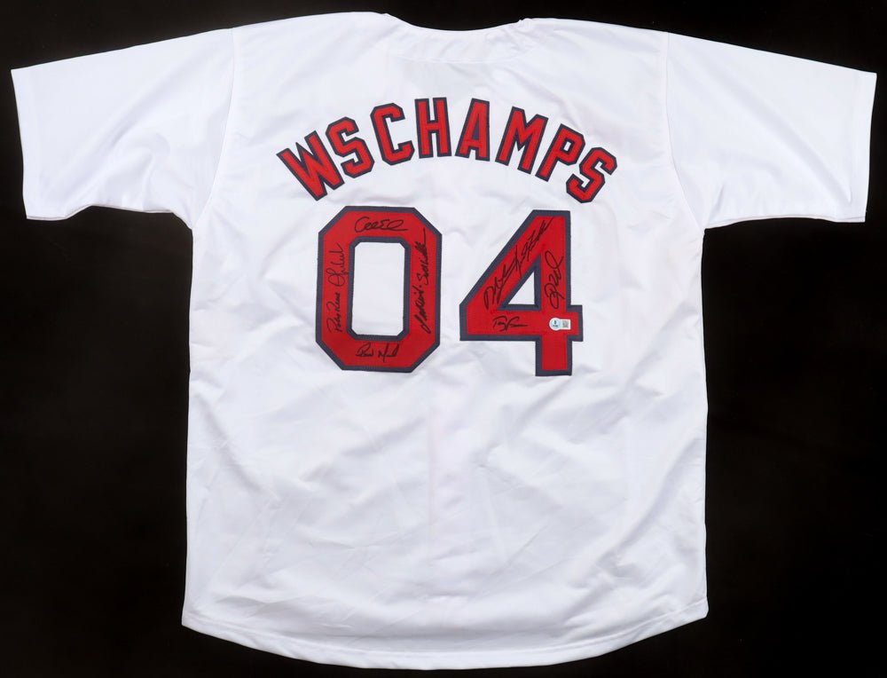2004 World Series Champions Jersey Signed By (10) With Orlando Cabrera. Pokey Reese. Keith Foulke. Terry Francona (Beckett) Boston Red Sox