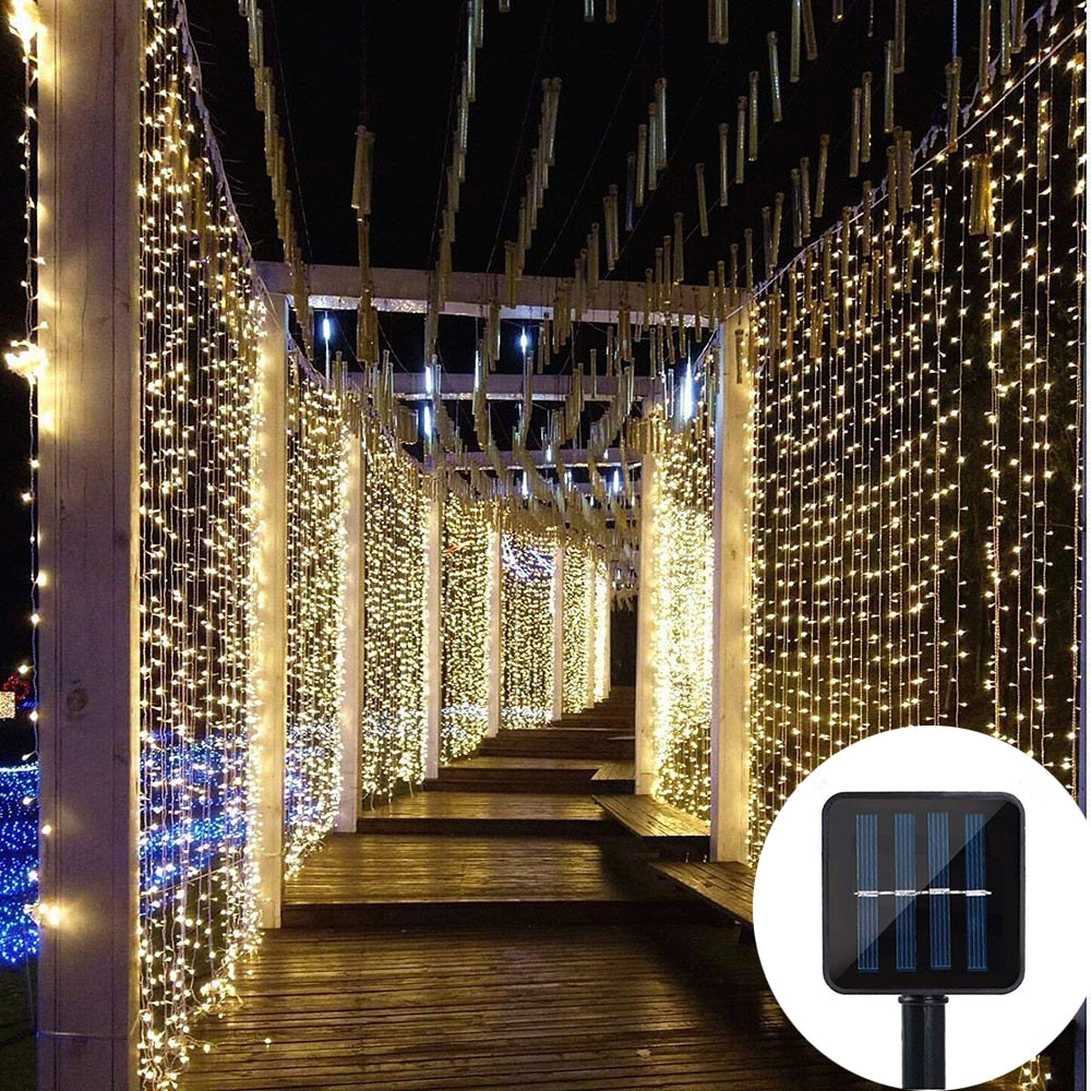 Guirlande Solaire Multicolore <br> Rideau Lumineux 200 LED