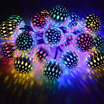 Guirlande Solaire Marocaine Lumineuse Boule Dorée/Argentée