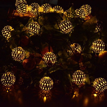 Guirlande Solaire Marocaine Lumineuse Boule Dorée/Argentée