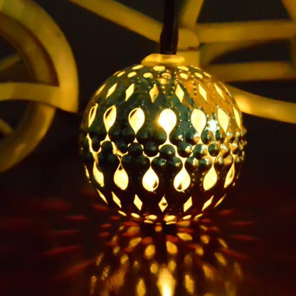 Guirlande Solaire Marocaine Lumineuse Boule Dorée/Argentée