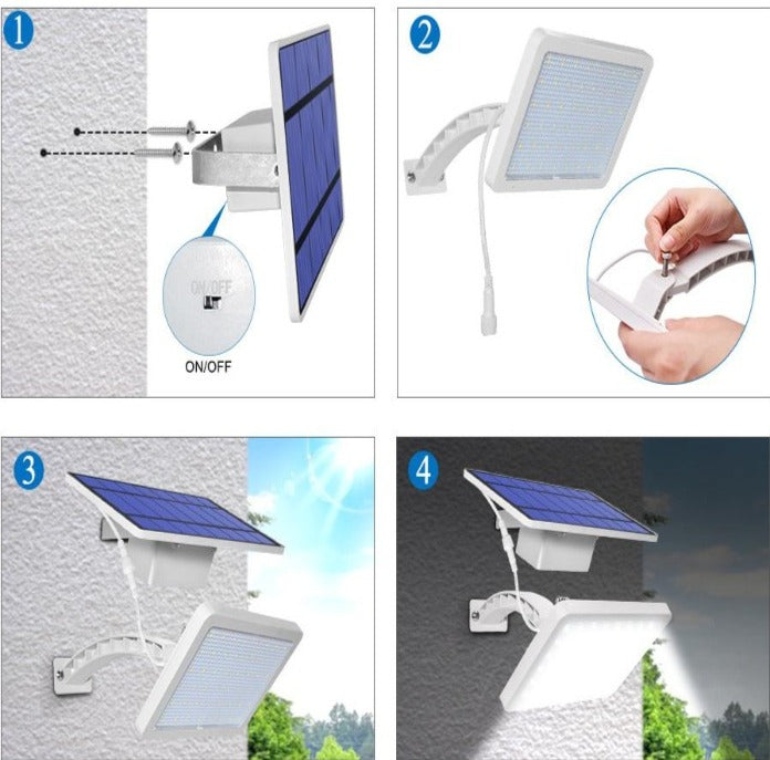 Lampe solaire jardin avec panneau déporté 48 LED