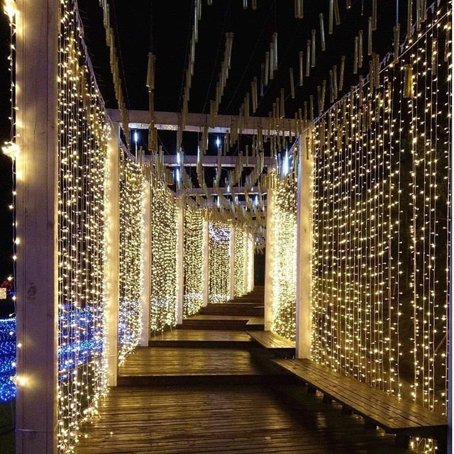 Guirlande Solaire Multicolore <br> Rideau Lumineux 300 LED