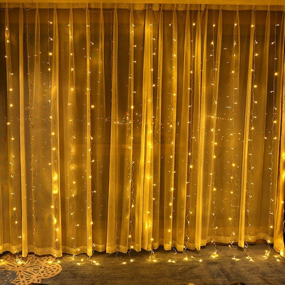 Guirlande Solaire Rideau lumineux 300 LED Jaune