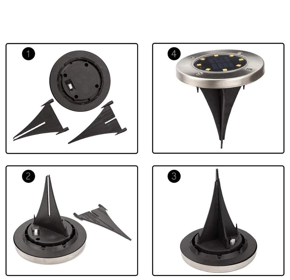 Lampe de sol solaire 16 LED (4 Pièces)