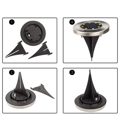Lampe de sol solaire 16 LED (4 Pièces)