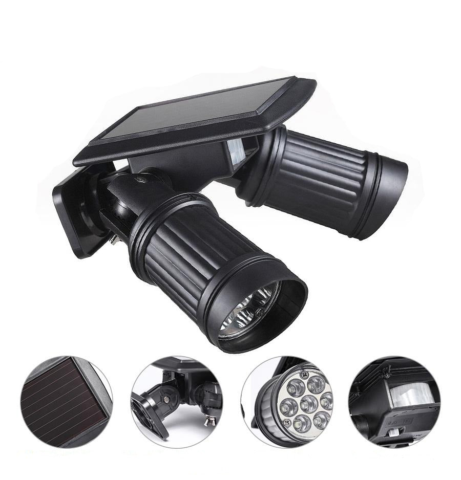Lampe solaire jardin Double Spot LED Noir