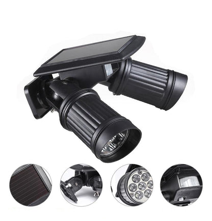 Lampe solaire jardin Double Spot LED Noir