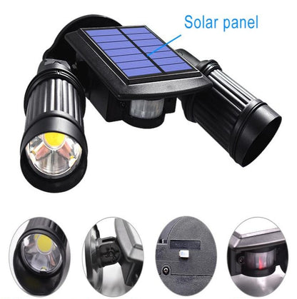 Lampe solaire jardin Double Spot LED Noir
