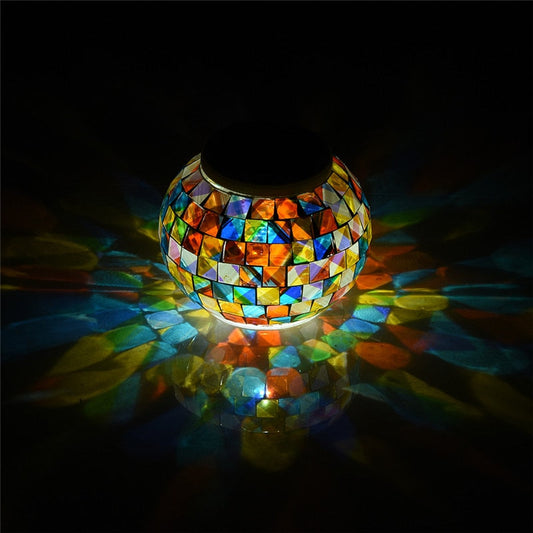 Boule mosaïque solaire en verre Arc-en-ciel
