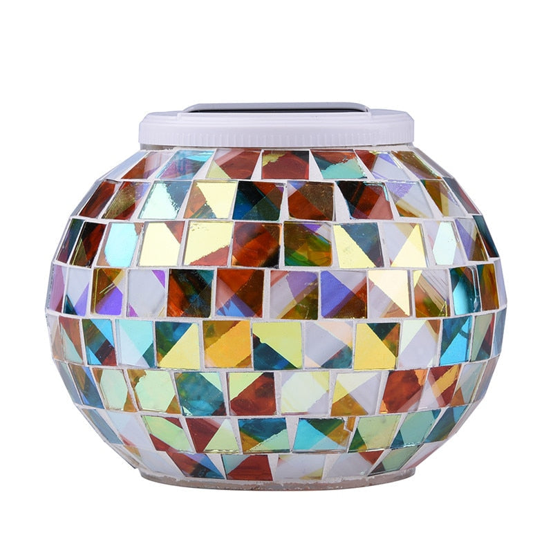 Boule mosaïque solaire en verre Arc-en-ciel