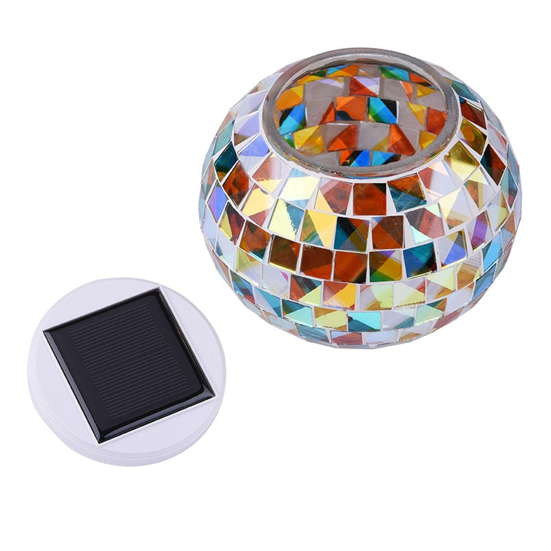 Boule mosaïque solaire en verre Arc-en-ciel