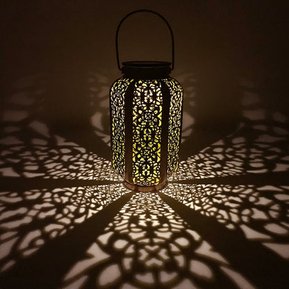 Lanterne Solaire Marocaine Cuivre Vieilli