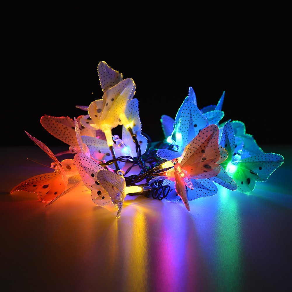 Guirlande solaire Papillon Multi-colore