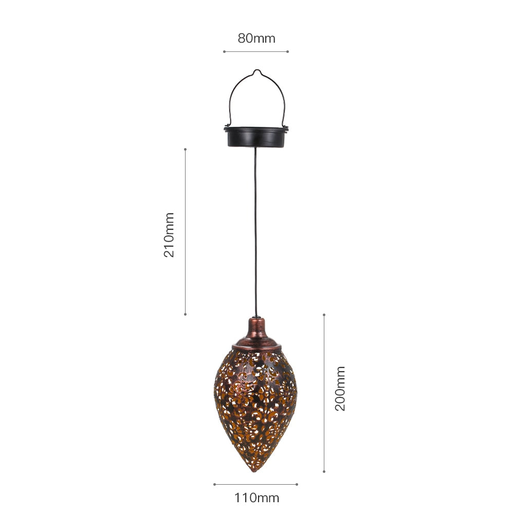 Lanterne Solaire marocaine suspendu Cuivre Ancien