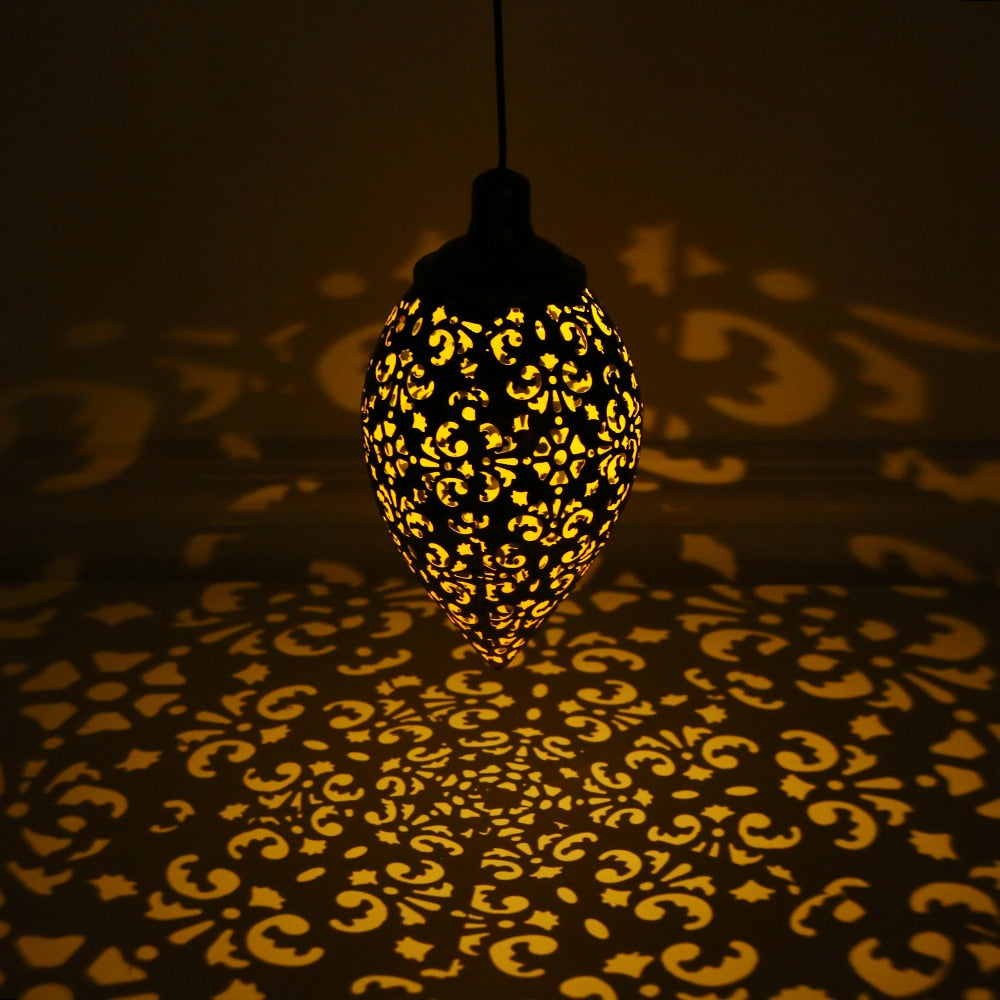 Lanterne Solaire marocaine suspendu Cuivre Ancien