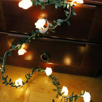 Guirlande solaire Vigne de fleur de Rose blanche