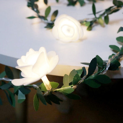 Guirlande solaire Vigne de fleur de Rose blanche