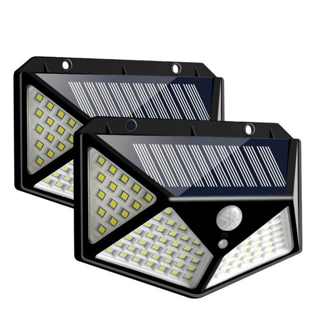 Applique murale solaire Double Noire 100 LED (2 Pcs)