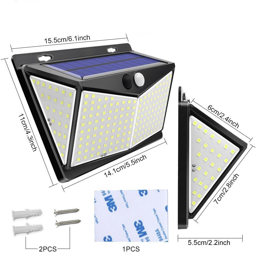 Applique murale solaire 208 LED avec détecteur
