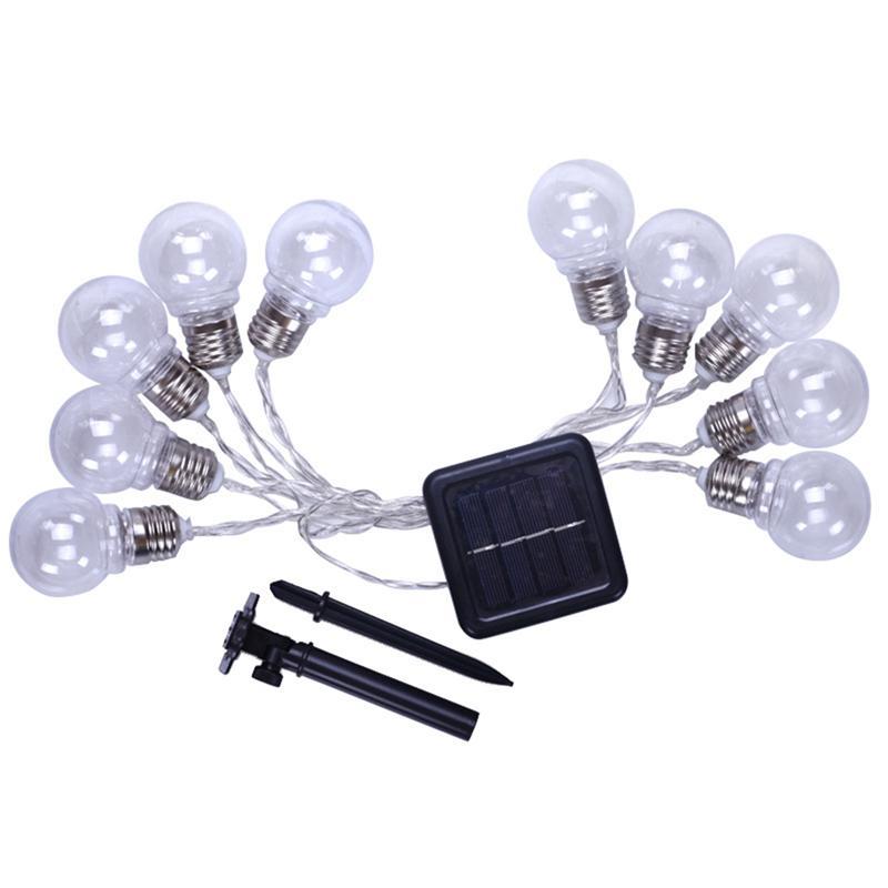 Guirlande Solaire <br> 10 Ampoules Claire LED Blanche