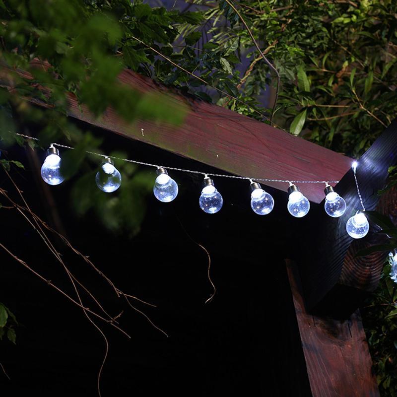 Guirlande Solaire <br> 10 Ampoules Claire LED Blanche