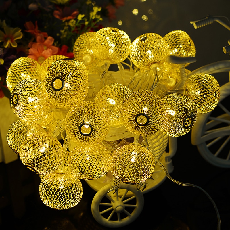 Guirlande Solaire Jaune <br> Boule de Fer
