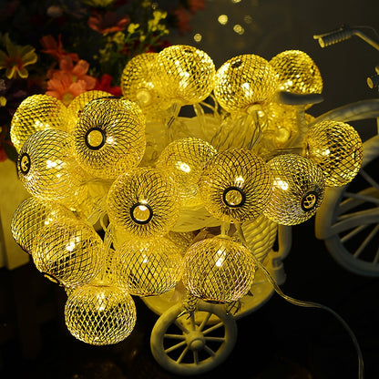 Guirlande Solaire Jaune <br> Boule de Fer
