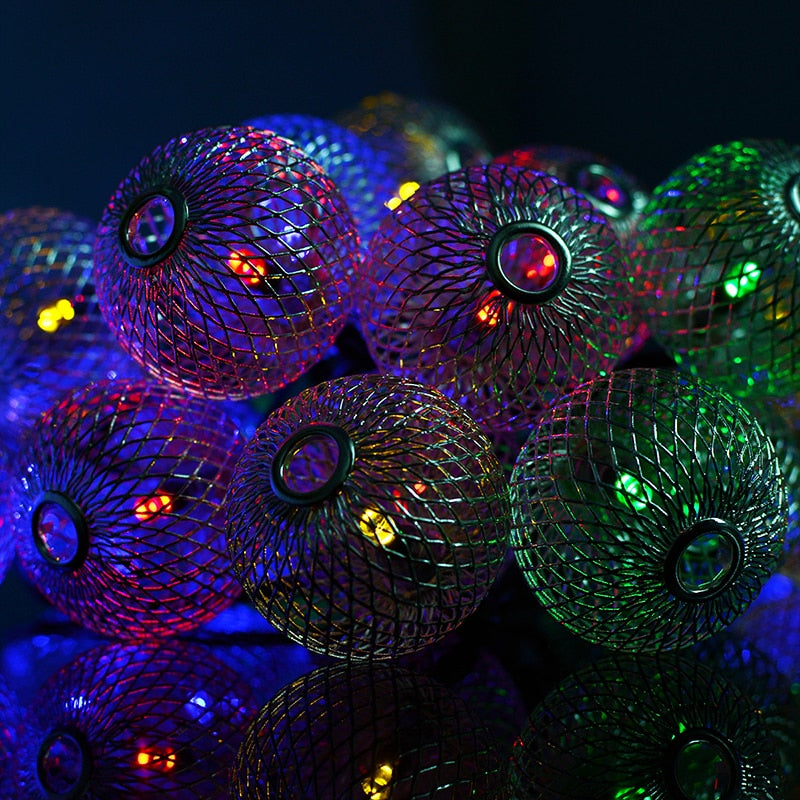 Guirlande Solaire Multicolore Boule en Acier