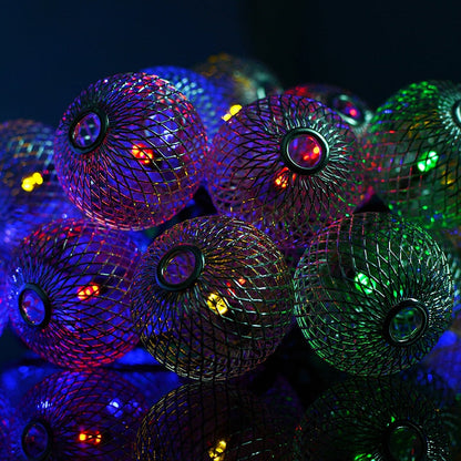 Guirlande Solaire Multicolore Boule en Acier