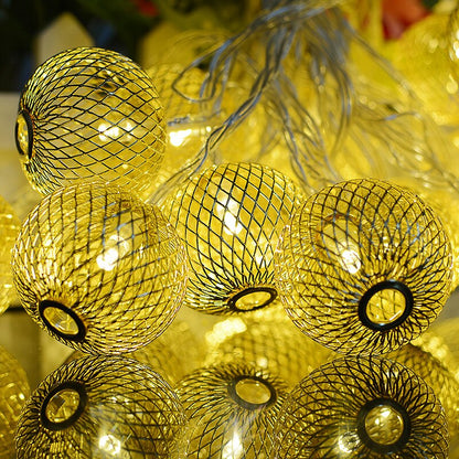 Guirlande Solaire Jaune <br> Boule de Fer