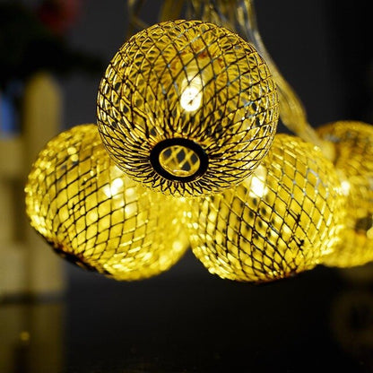 Guirlande Solaire Jaune <br> Boule de Fer