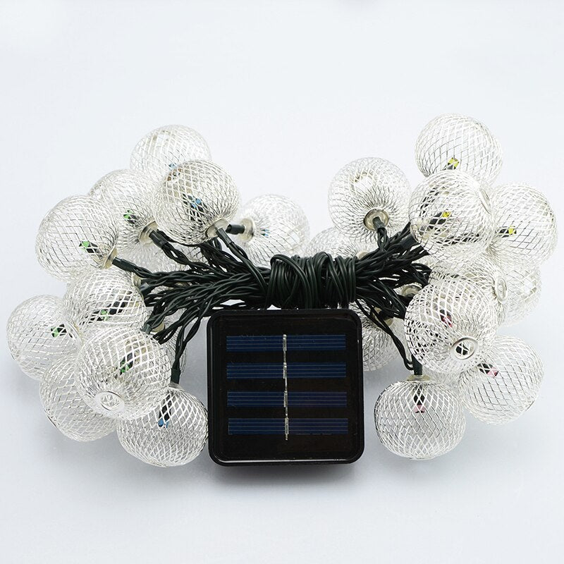 Guirlande Solaire Multicolore Boule en Acier