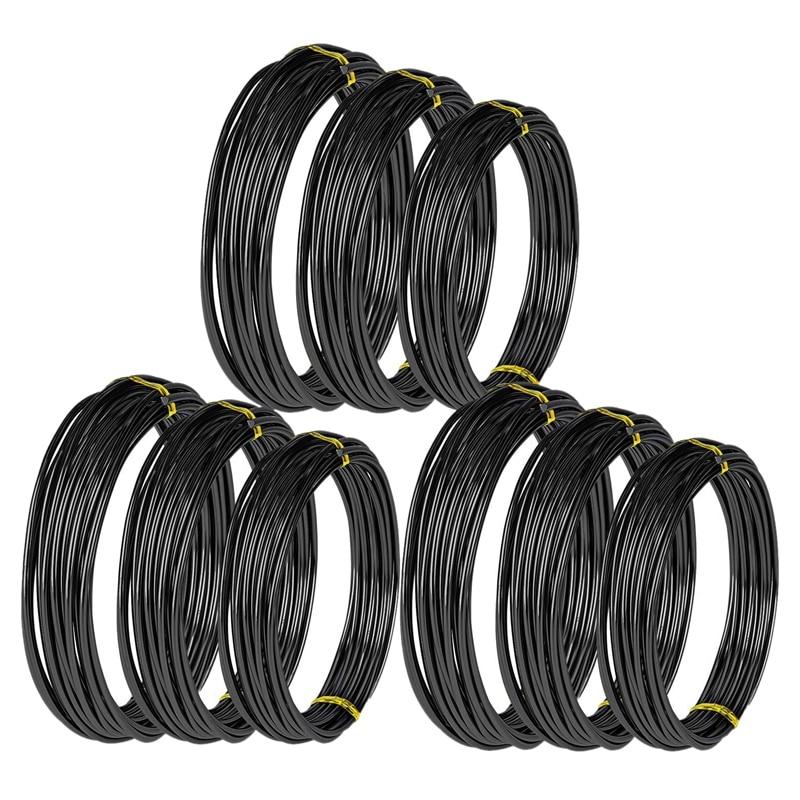 9 Rolls Bonsai Wires Anodized Aluminum Bonsai Training Wire with 3 Sizes (1.0 Mm.1.5 Mm.2.0 Mm).Total 147 Feet (Black)