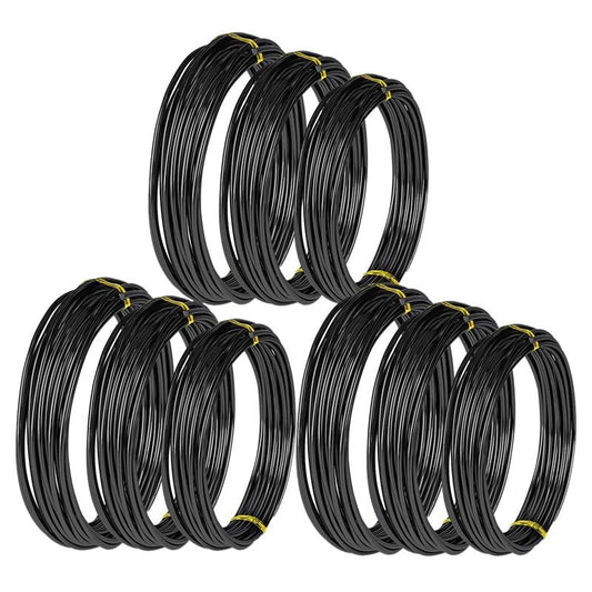 9 Rolls Bonsai Wires Anodized Aluminum Bonsai Training Wire with 3 Sizes (1.0 Mm.1.5 Mm.2.0 Mm).Total 147 Feet (Black)
