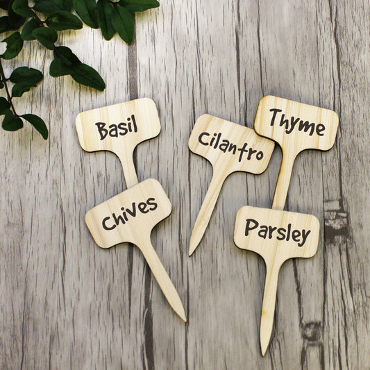 25pcs Bamboo Plant Labels . Eco-Friendly T-Type Wooden Plant Sign Tags Garden Markers for Seed Potted Herbs Flowers BL02